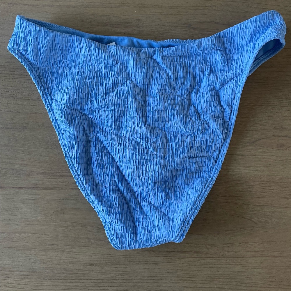 Abercrombie smocked mid rise high leg moderate bikini bottom
